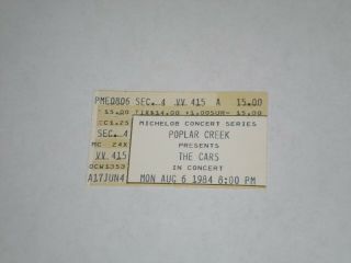 The Cars Ric Ocasek Benjamin Orr Concert Ticket Stub - 1984 - Poplar Creek - Il