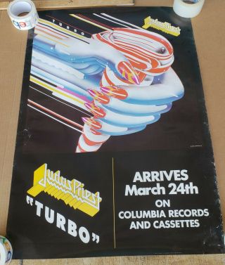 Judas Priest Turbo Vintage Record Store Promo Poster 1986 Rob Halford