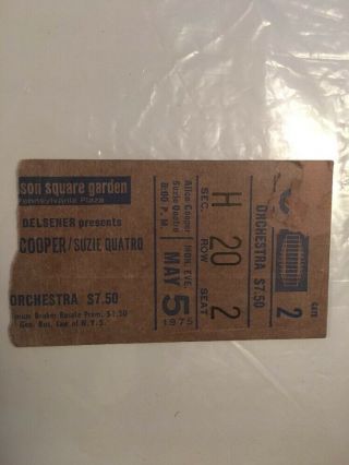 1975 Alice Cooper Welcome To My Nightmare Tour Ticket Stub