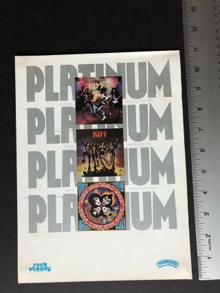 Kiss 1977 8.  5x11 " Three Albums Go Platinum Promo Ad