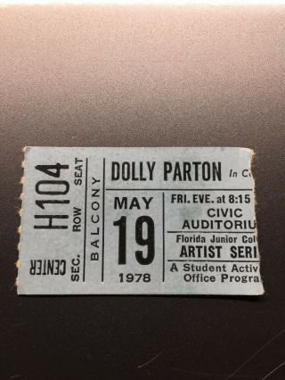 Dolly Parton Concert Ticket Stub May 19,  1978 Florida Junior College Jacksonville