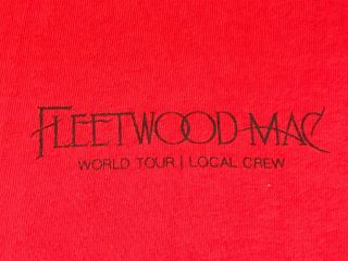Fleetwood Mac World Tour Local Crew Concert Shirt Xl Red Stevie Nicks Rare