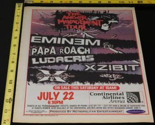Eminem Ludacris Xzibit Anger Management Tour 2002 Nj Concert Ad Mini Poster