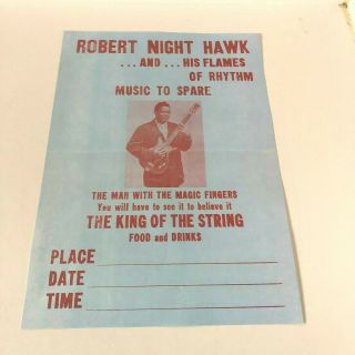 Robert Nighthawk And His Flames Blues Poster Circa 1960 