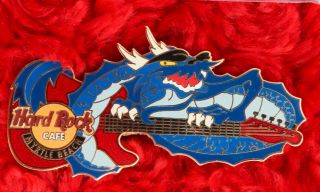 Hard Rock Cafe Pin Myrtle Beach Dragon Guitar Series Blue Chinese Hat Lapel