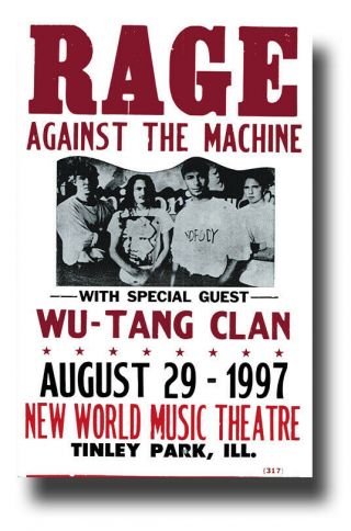 Rage Against The Machine Poster Concert 11 " X17 " Wu Tang Clan Usa Sameday Ship