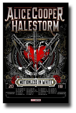 Halestorm Poster Tour W/ Alice Cooper 11 " X17 " Motionless Ships Sameday From Usa