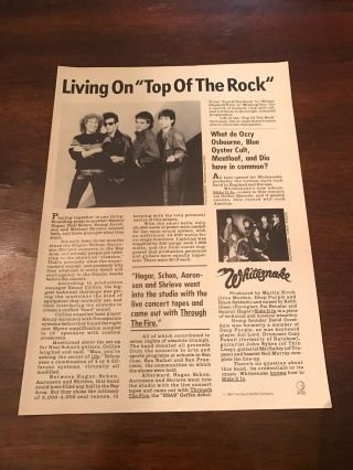 1984 Vintage 8x11 Album Promo Print Ad For Whitesnake Top Of The Rock