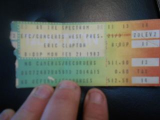 Eric Clapton Vintage 1983 Concert Tour Ticket Stub Philadelphia Spectrum 2/21/83