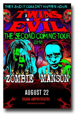 Rob Zombie Poster Concert 11 " X17 " Marilyn Manson Twins Evil Usa Sameday Ship