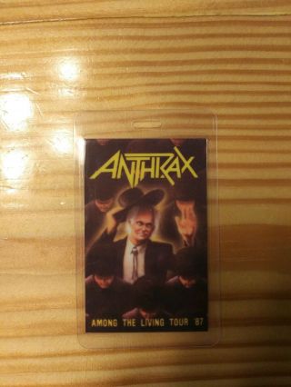 Anthrax Laminated Backstage Pass 1987 Among The Living Tour Rare