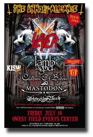 Slayer Poster Concert 11 " X 17 " With Lamb Of God - Mastodon - Children Of Bodom