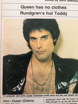 1979 Vintage 8x11 Print Ad Album Review Promo For Queen " Jazz " Freddie Mercury