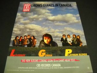 Loverboy Gowan And Platinum Blonde Ginats In Canada 1987 Promo Poster Ad