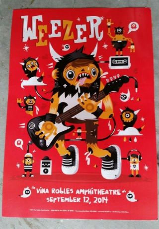 Rare Weezer Concert Poster,  Paso Robles,  Ca: Sept.  12,  2014,  13 " X 19 "