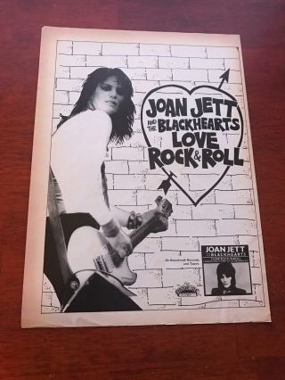 1982 Vintage 8x11 Album Promo Print Ad For Joan Jett I Love Rock N Roll