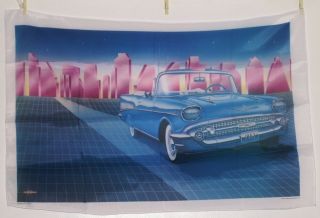 1957 Chevy Vintage Poster Silk Tapestry 45 " X30 " 1985 So1000