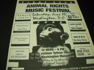 Animal Rights 1988 Promo Ad 10,  000 Maniacs B - 52 