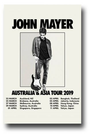 John Mayer Poster 2019 Concert Tour 11 " X17 " Australia Ships Sameday From Usa