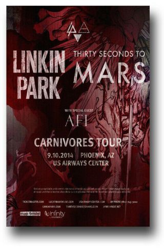 Linkin Park Poster Thirty Seconds To Mars 11 " X17 " 30 Ships Sameday From Usa