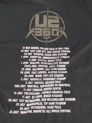 U2 360 Degrees Concert Tour Short Sleeve T Shirt Mens Size Xl