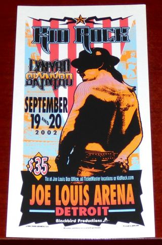 Kid Rock Lynyrd Skynyrd Detroit 2002 Concert Handbill By Mark Arminski
