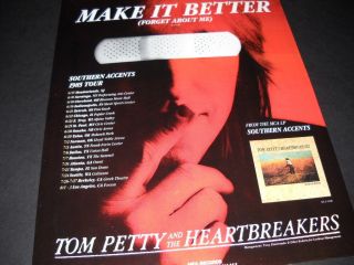 Tom Petty June 15 - August 3,  1985 Southern Accents Tour Dates Promo Poster Ad