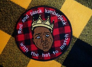 Notorious Big,  Biggie Smalls,  Juicy " Red And Black Lumberjack " Quote Patch