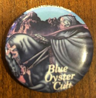 Blue Oyster Cult 1983 Pin Some Enchanted Evening Rare Boc Fear The Reaper Button