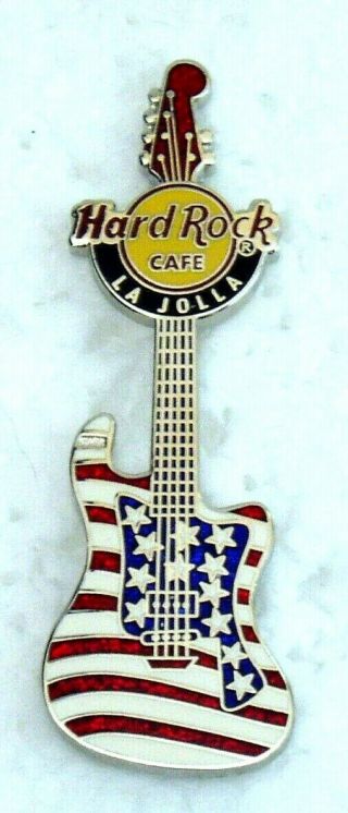 Hard Rock Cafe La Jolla U.  S.  Flag Guitar Pin Le - - 300