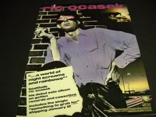 Ric Ocasek From The Cars 1982 Promo Poster Ad.  Night Screams And Rainbows
