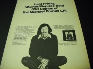 Michael Franks 1976 Promo Poster Ad Last Friday Art Of Tea 550 Copies
