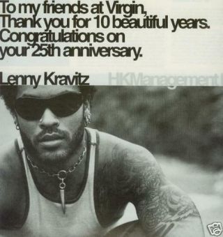 Lenny Kravitz 10 Years Promo Poster Ad