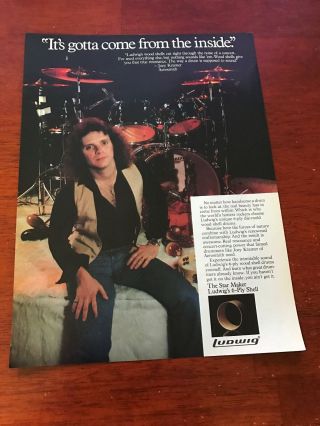 1980 Vintage 8 " X11 " Print Ad For Ludwig Star Maker Drums Joey Kramer Of Aerosmith