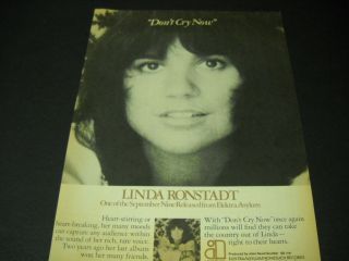 Linda Ronstadt Heart Stirring.  Heart Breaking.  1973 Promo Poster Ad Cond