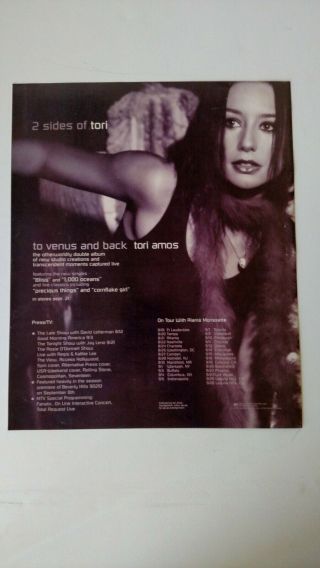Tori Amos.  To Venus & Back 1999 Poster Promo Ad