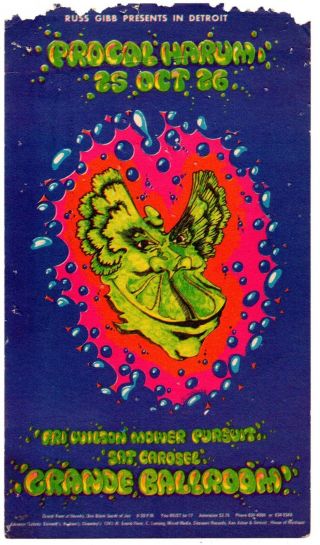 61b 10 25 - 26 1968 Procol Harum Russ Gibb Grande Ballroom Handbill Postcard