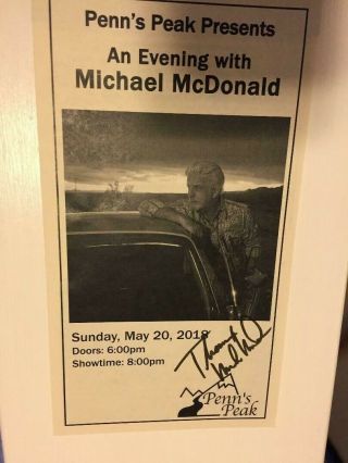 Michael Mcdonald 2018 Tour Poster,  Autographed