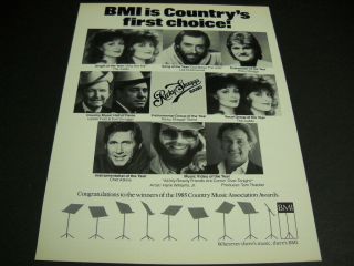 Bmi 1985 Promo Poster Ad Chet Atkins Hank Williams Jr.  Judds Lee Greenwood