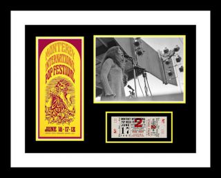1967 Janis Joplin Monterey Pop Festival Ticket & Photo Display