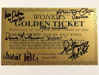 GENE WILDER,  WILLY WONKA KIDS autograph cast signed Golden Ticket PSA LOA 5