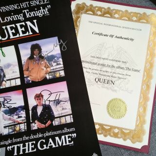 Queen Signed Autographs Freddie Mercury Brian May Taylor Deacon Promo Poster