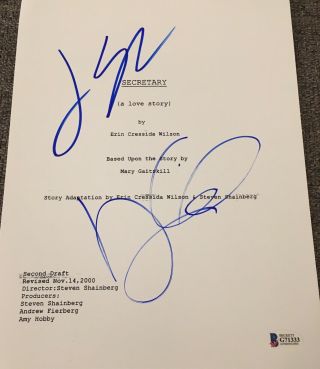James Spader & Gyllenhaal Signed Autograph " Secretary " Movie Script Beckett