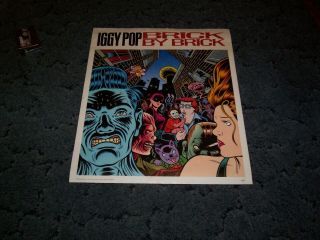 Iggy Pop Brick By Brick U.  S.  Promo Poster 1990 Virgin Ex Charles Burns