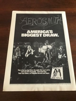 1978 Vintage 8x11 Album Promo Print Ad For Aerosmith " Draw The Line "