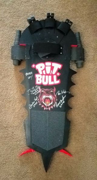 Back To The Future - Pitbull Hoverboard.  Signed By Griff,  Spike,  Data,  & Mayor