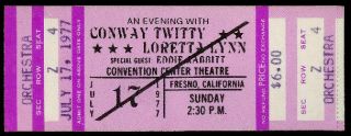 Conway Twitty Loretta Lynn Eddie Rabbitt Country Music Concert Ticket