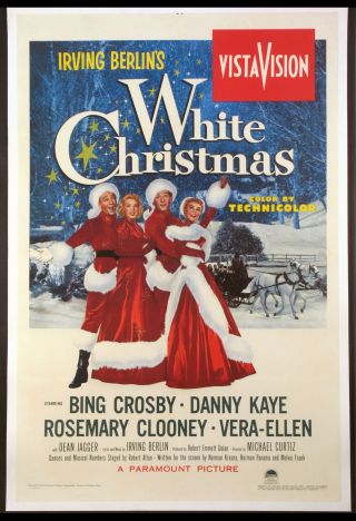White Christmas Bing Crosby Danny Kaye 1954 1 - Sheet Linenbacked