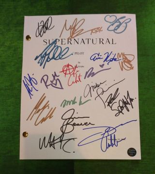 Supernatural 17x Cast Hand Signed Script Misha Collins,  Mark Sheppard