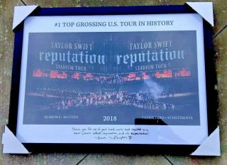 2018 " Reputation Tour " Taylor Swift Signed Autograph Frame Display